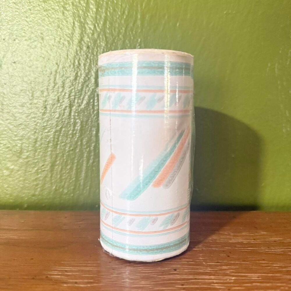 Vintage 80s 90s wallpaper border pastel brushstroke artdeco Blue White Pink